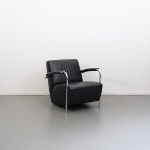 Leolux Scylla Laag Fauteuil Zwart Leer