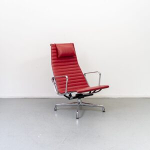 Vitra Eames EA 124 Fauteuil Rood Leer - Chroom