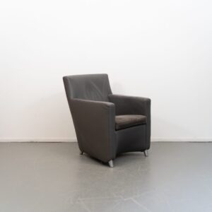 Leolux Dolcinea Fauteuil Donkergrijs Leer - Aluminium