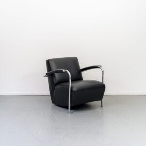 Leolux Scylla Laag Fauteuil Zwart Leer