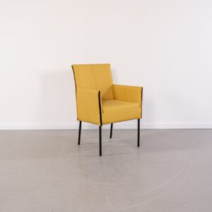 Milano Designer Stoel Saffraangeel Leer - Zwart