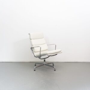 Vitra Eames EA 216 Fauteuil Wit Leer Aluminium