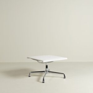 Vitra Eames EA125 Hocker Wit Leer - Chroom