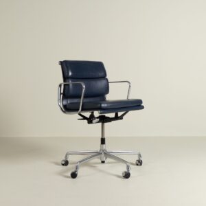 Vitra Eames EA 217 Bureaustoel Donkerblauw Leer - Aluminium