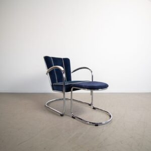 Gispen 412 Fauteuil Blauw Stof + Hocker